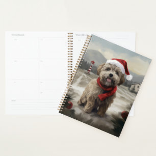 Yorkipoo-Hund im Schnee Weihnachten Planer
