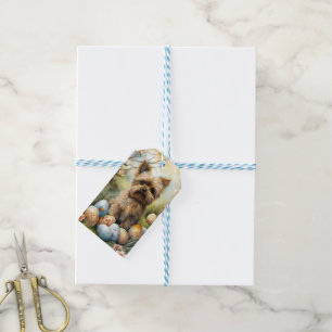 Yorkipoo-Hund mit Ostereiern Feiertag Geschenkanhänger