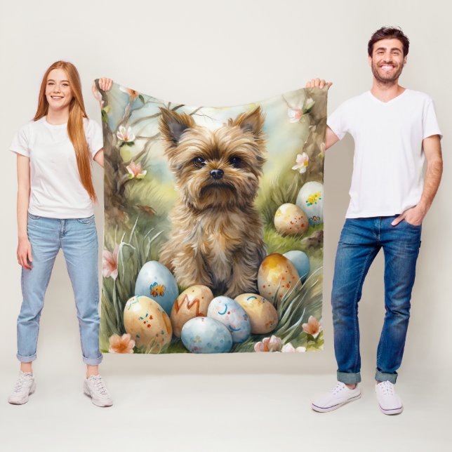 Yorkipoo Hund mit Ostereiern Urlaub Fleecedecke (Beispiel)