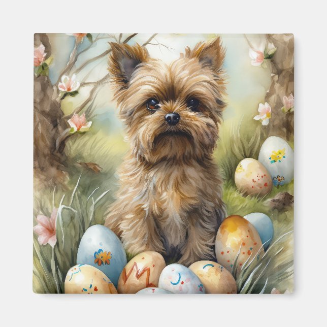 Yorkipoo Hund mit Ostereiern Urlaub Magnet (Vorne)