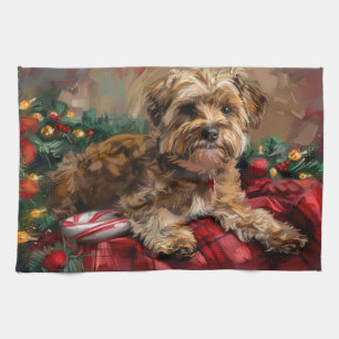 Yorkipoo Hund Weihnachtsfest Geschirrtuch
