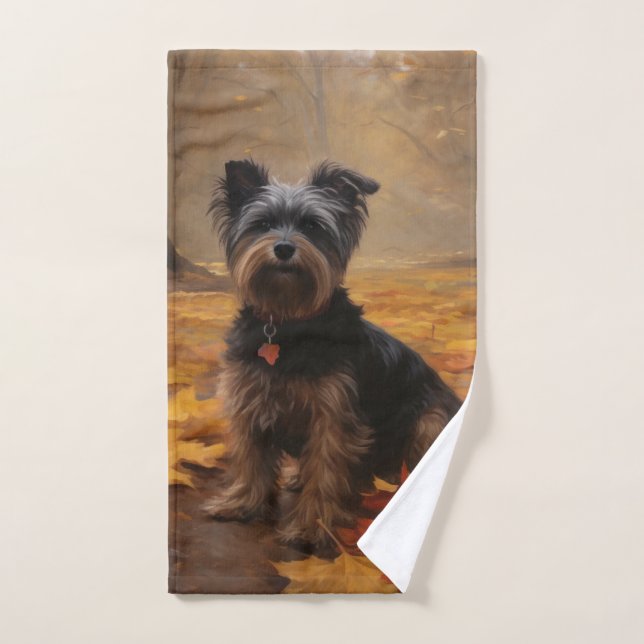Yorkipoo im Herbstfall Inspiriert Badhandtuch Set (Handtuch)