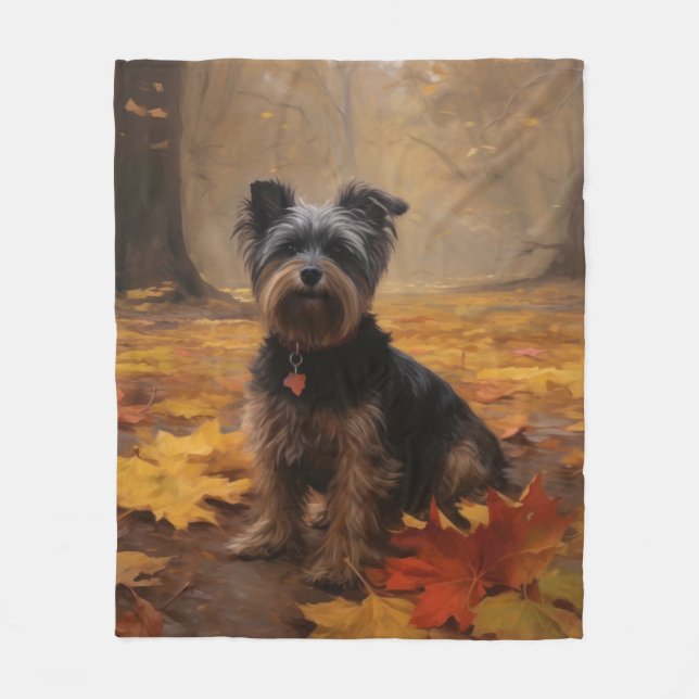Yorkipoo im Herbstfall Inspiriert Fleecedecke (Vorderseite)