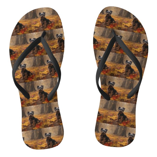 Yorkipoo im Herbstfall Inspiriert Flip Flops (Fußbett)