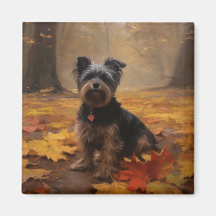 Yorkipoo im Herbstfall Inspiriert Magnet