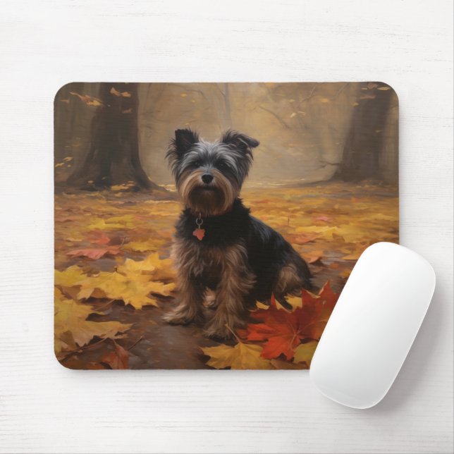 Yorkipoo im Herbstfall Inspiriert Mousepad (Mit Mouse)