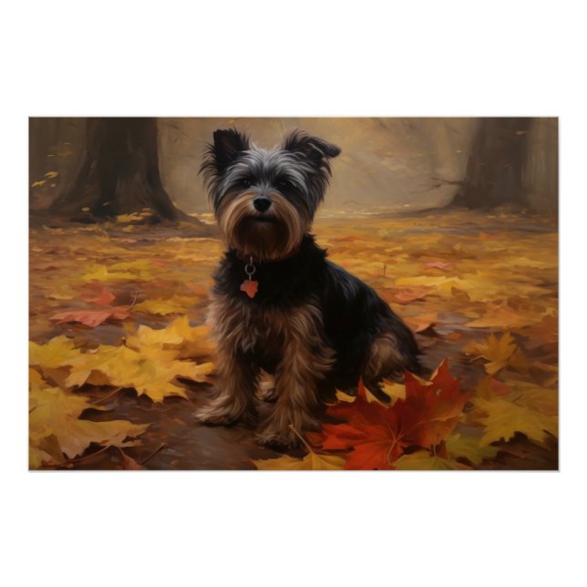 Yorkipoo im Herbstfall Inspiriert Poster (Vorderseite)