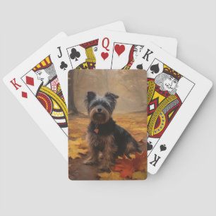 Yorkipoo im Herbstfall Inspiriert Spielkarten
