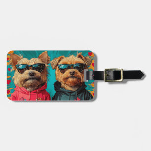 Yorkipoo mit Herz Rosen Valentinstag Gepäckanhänger