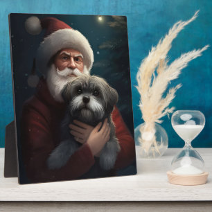 Yorkipoo mit Weihnachtsfeiern Fotoplatte