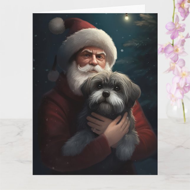 Yorkipoo mit Weihnachtsfeiern Karte (Orchidee)