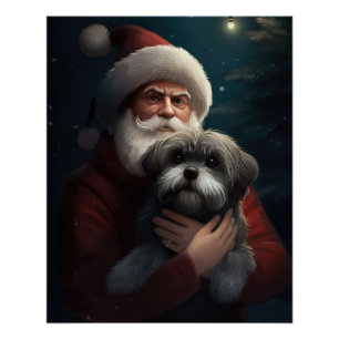 Yorkipoo mit Weihnachtsfeiern Poster
