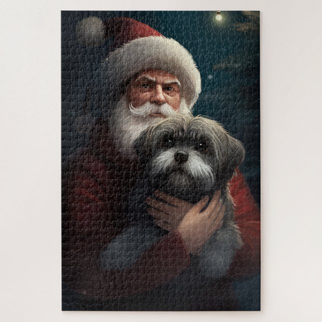 Yorkipoo mit Weihnachtsfeiern Puzzle (Vertikal)