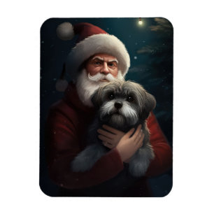 Yorkipoo mit Weihnachtsmann Festives Weihnachten Magnet