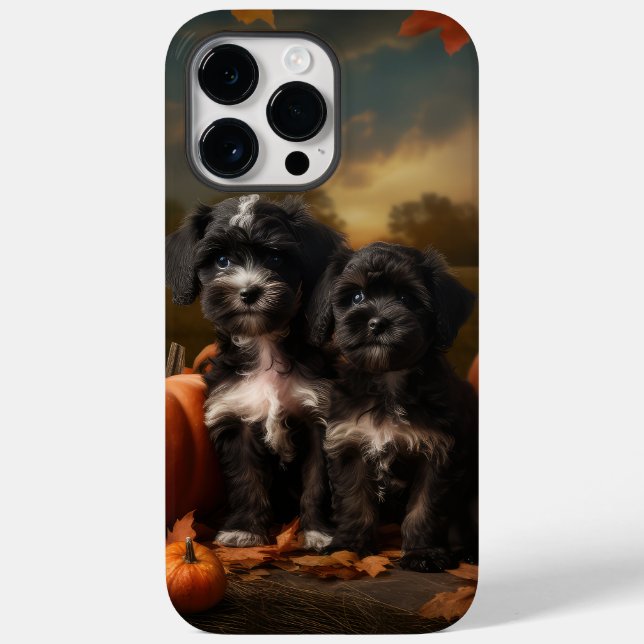 Yorkipoo Puppy Autumn Delight Pumpkin Case-Mate iPhone Hülle (Rückseite)