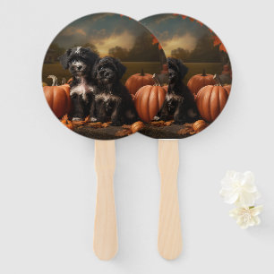Yorkipoo Puppy Autumn Delight Pumpkin Fächer