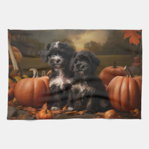 Yorkipoo Puppy Autumn Delight Pumpkin Geschirrtuch