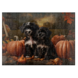 Yorkipoo Puppy Autumn Delight Pumpkin Schneidebrett