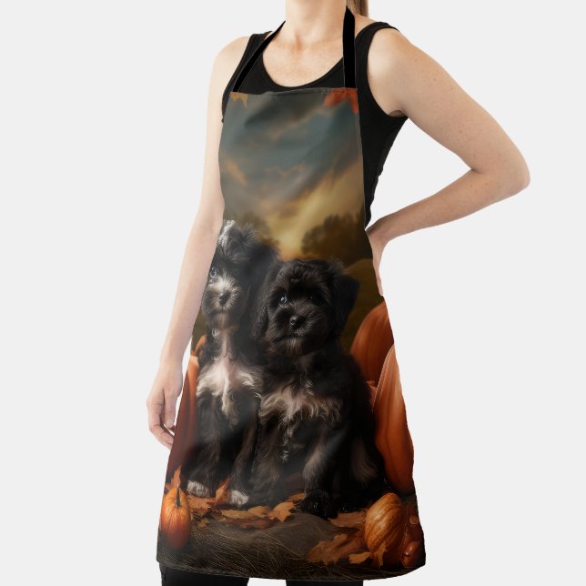 Yorkipoo Puppy Autumn Delight Pumpkin Schürze (InSitu)