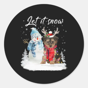 Yorkipoo Santa Dog Weihnachtsschneemann Xmas Pajam Runder Aufkleber