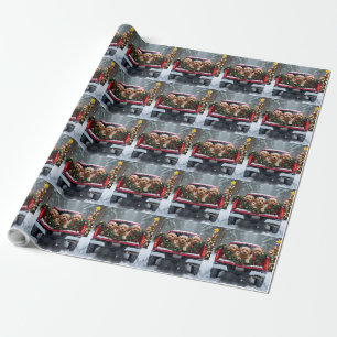 Yorkipoo Weihnachts-Rot-Lieferwagen-Feiertagsgesch Geschenkpapier