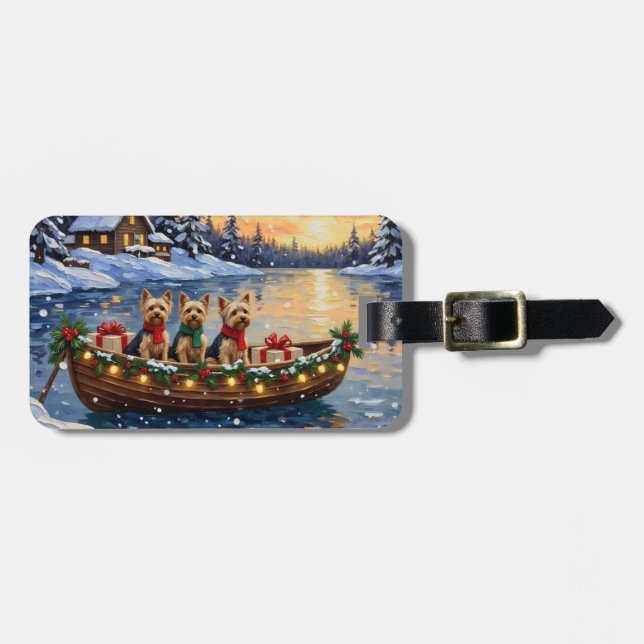 Yorkipoo-Weihnachtsboot-Feiertag Gepäckanhänger (Vorderseite horizontal)