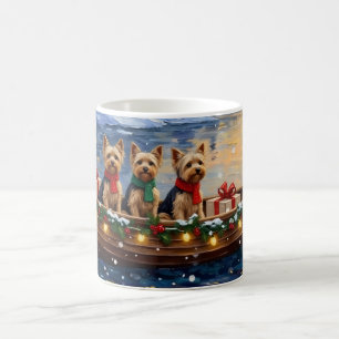 Yorkipoo-Weihnachtsboot-Feiertag Kaffeetasse