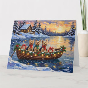 Yorkipoo-Weihnachtsboot-Feiertag Karte