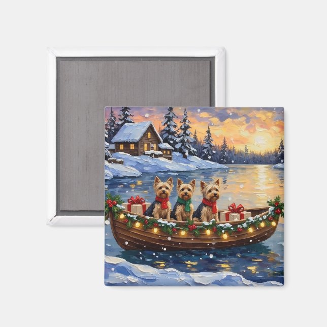 Yorkipoo-Weihnachtsboot-Feiertag Magnet (Vorderseite/Rückseite)