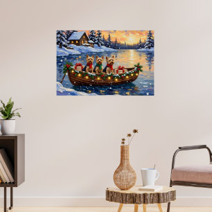 Yorkipoo-Weihnachtsboot-Feiertag Poster