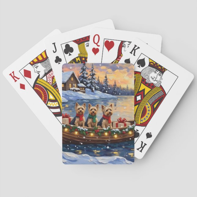 Yorkipoo-Weihnachtsboot-Feiertag Spielkarten (Rückseite)