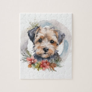 Yorkipoo-Weihnachtskranz Festiver Hund Puzzle