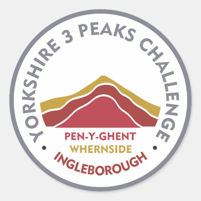Yorkshire 3 Peaks Challenge Wanderroute Runder Aufkleber (Vorderseite)