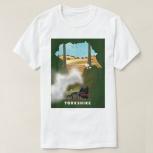 Yorkshire-Bahnkarte Reise Druck T-Shirt