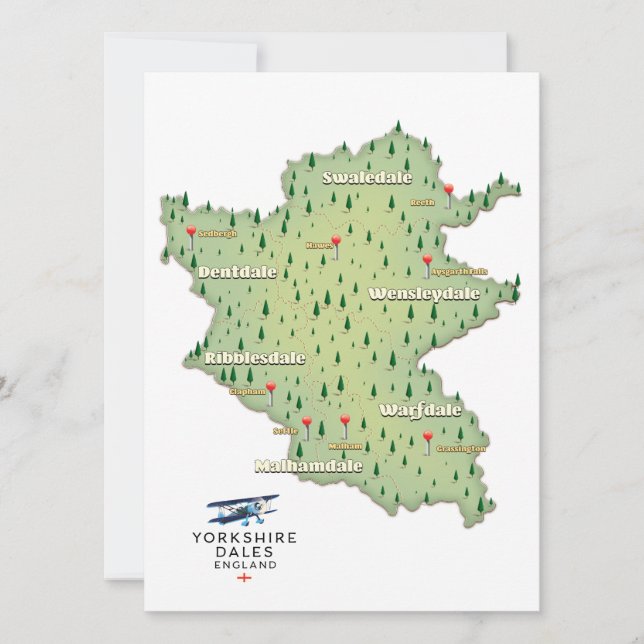 Yorkshire Dales England Map (Vorderseite)