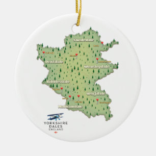 Yorkshire Dales England Map Keramik Ornament