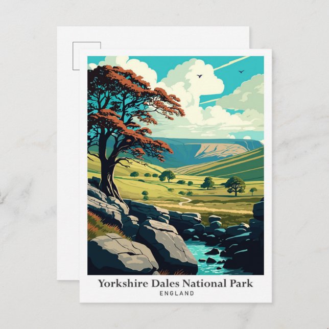 Yorkshire Dales National Park - Illustration Postkarte (Vorne/Hinten)