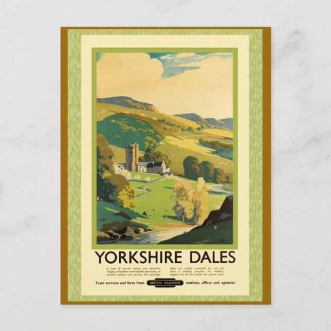 Yorkshire Dales Travel Poster Postkarte (Vorderseite)