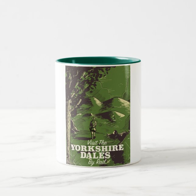Yorkshire Dales Vintages Reiseplakat Zweifarbige Tasse (Mittel)