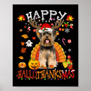 Yorkshire Dog Halloween Weihnachtshund Happy Hallo Poster
