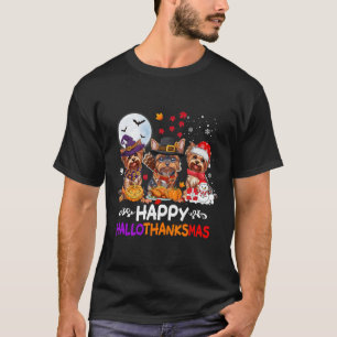 Yorkshire Dog Weihnachten Frohe Hallothankmas Dank T-Shirt
