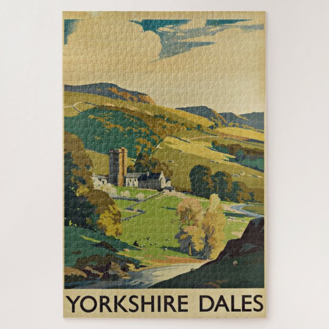 Yorkshire England - Vintage Travel Puzzle (Vertikal)