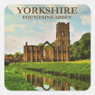 Yorkshire, Fountains Abbey, Quadratischer Aufkleber