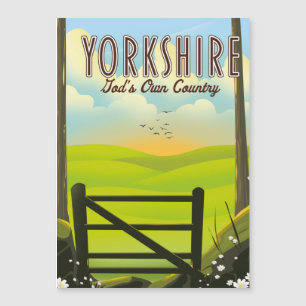 Yorkshire "Gottes eigenes Land" Vintage-Reisepostk Magnetkarte
