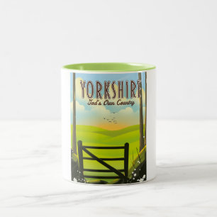 Yorkshire "Gottes eigenes Land" Vintage-Reisepostk Zweifarbige Tasse