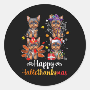 Yorkshire Halloween Frohe Weihnachtsfeier Hallotha Runder Aufkleber