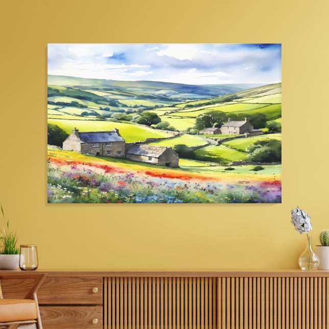 "Yorkshire Meadowsong" Landscape Yorkshire Dales Leinwanddruck (Insitu (Wohnzimmer))