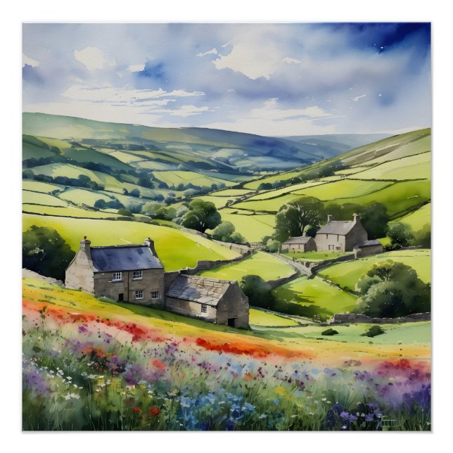 "Yorkshire Meadowsong" Landscape Yorkshire Dales Poster (Vorderseite)