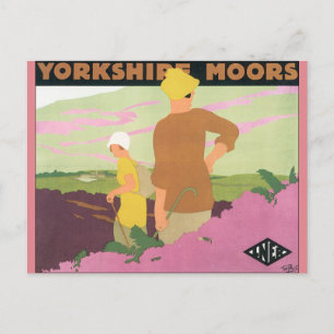 Yorkshire Moors Vintage-Reiseposter Postkarte