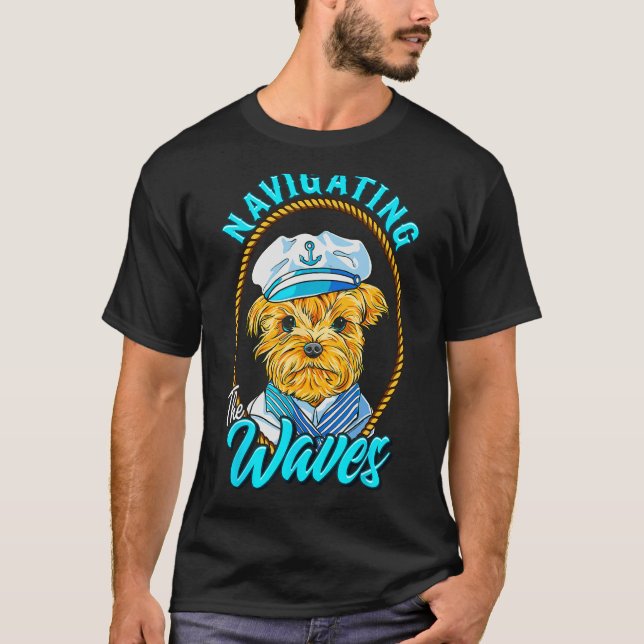 Yorkshire Sailor Navigating the Waves Yorkie Puppy T-Shirt (Vorderseite)
